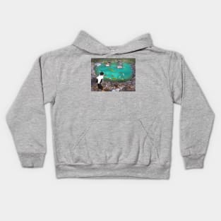 Tuxedo Cats at the Koi Pond Kids Hoodie